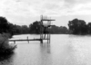 Diving platform, Mens Bathing Ponds, Hampstead Heath, 1961. From the London Metropolitan Archives Photograph Library. Ref SC/PHL/02/1105. Copyright City of London: London Metropolitan Archives. Not to be reused without permission.